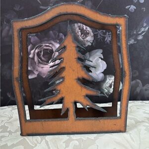 Rustic Vintage Metal Pine Tree Napkin Holder